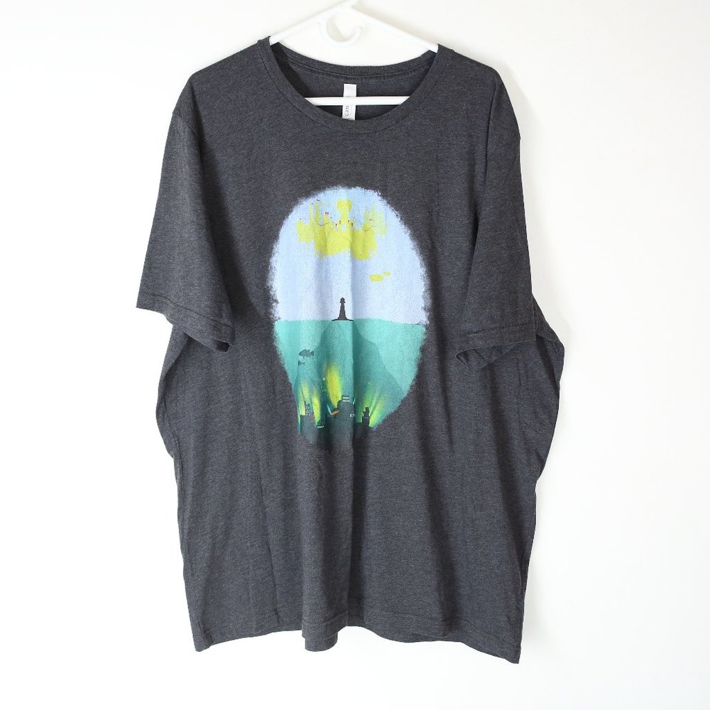 Canvas underwater casino print grey T-shirt